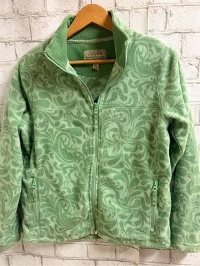Cabela's Light Green Patterned Fleece Zip Jacket